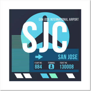 San Jose (SJC) California // Sunset Baggage Tag Posters and Art